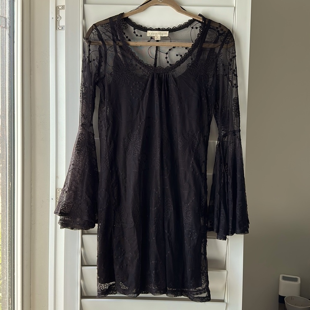 Love stitch gothic lace bell sleeve dress